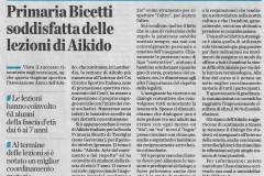 L'Eco di Bergamo, 3 marzo 2020: corso di aikido degli Amici dell'Aikido Treviglio per 61 alunni della primaria Bicetti